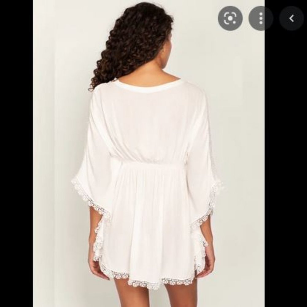 NWT Peixoto Tara White Sheer Lace Kaftan Coverup Sz XS - Picture 2 of 7